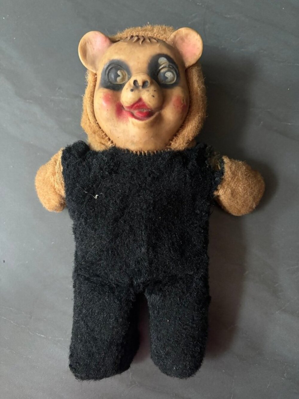 Vintage rubber face plush animal toy
